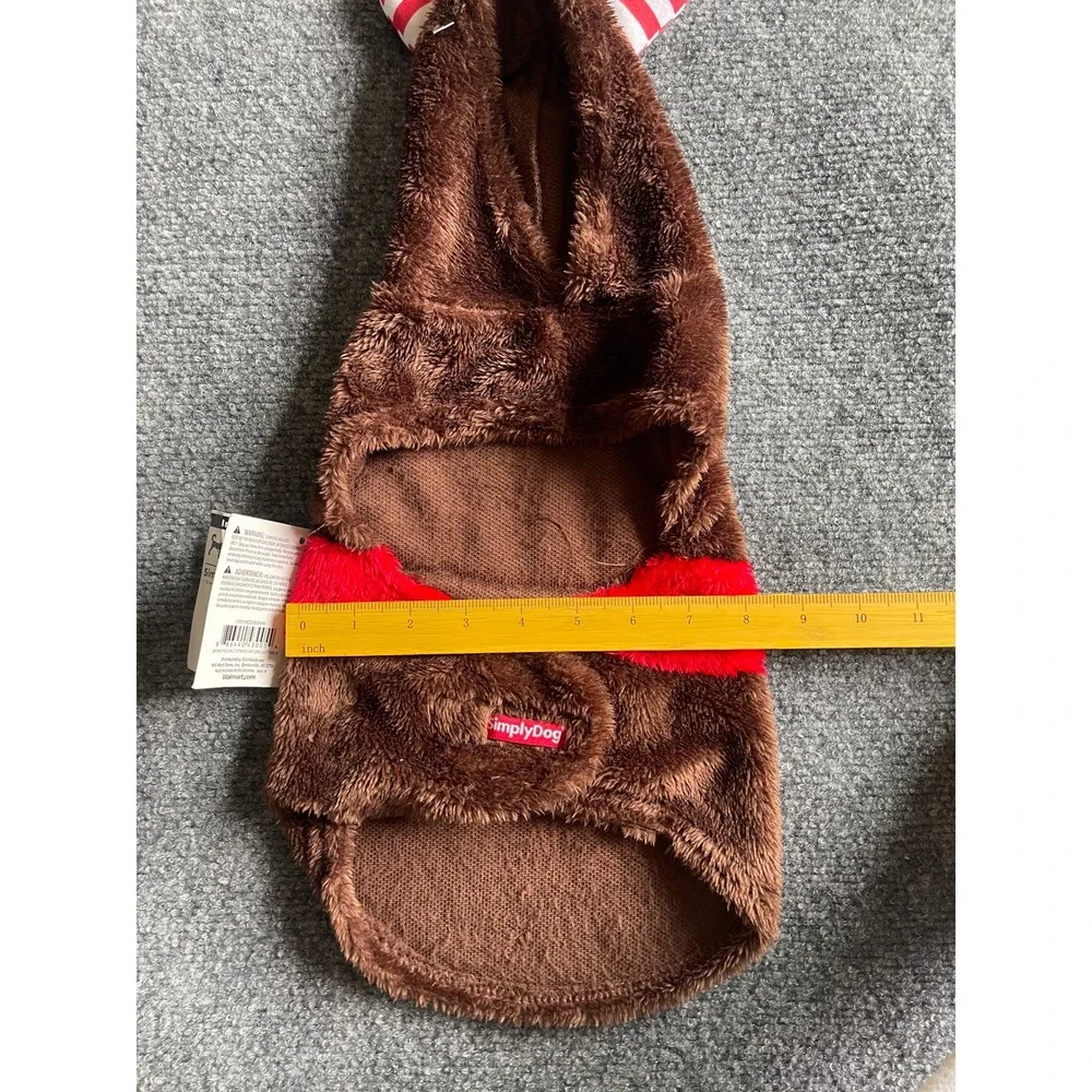SimplyDog Reindeer Dog Hoodie Medium Brown Red Christmas Pet Costume Jingle Bell